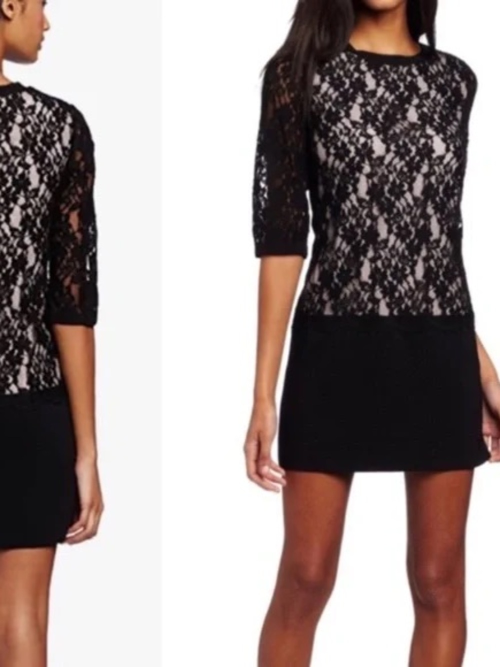 Ted Baker Gabbiey Black And Nude Lace Dress Size 2 (Size 6  US) EUC